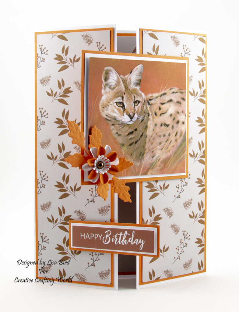 This handmade card has been created using the new Pollyanna Pickering dvd- rom called 'African Safari II' by Creative Crafting World.