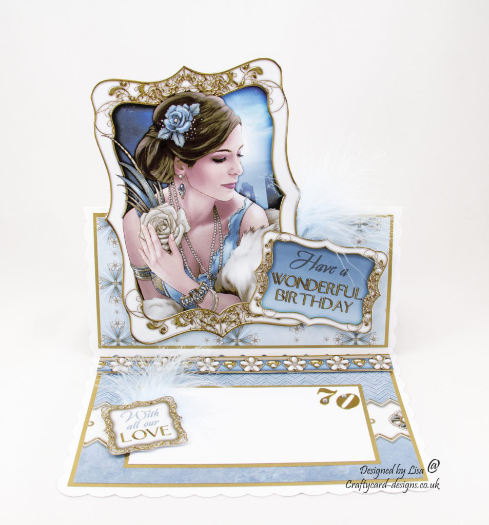 This handmade birthday card has been created using Art Deco Decadence Cd Rom by Debbi Moore Designs.