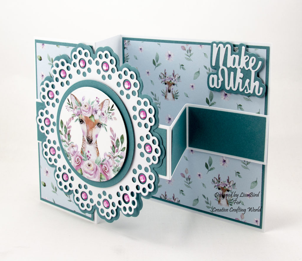 Today’s handmade card has been created using the new paper collection from Creative Crafting World called ‘The Magical Forest’.