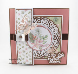 This handmade card has been created using a new paper collection called ‘Tropical Dreams’. This is a paper collection from The Paper Boutique range from Creative Crafting World.