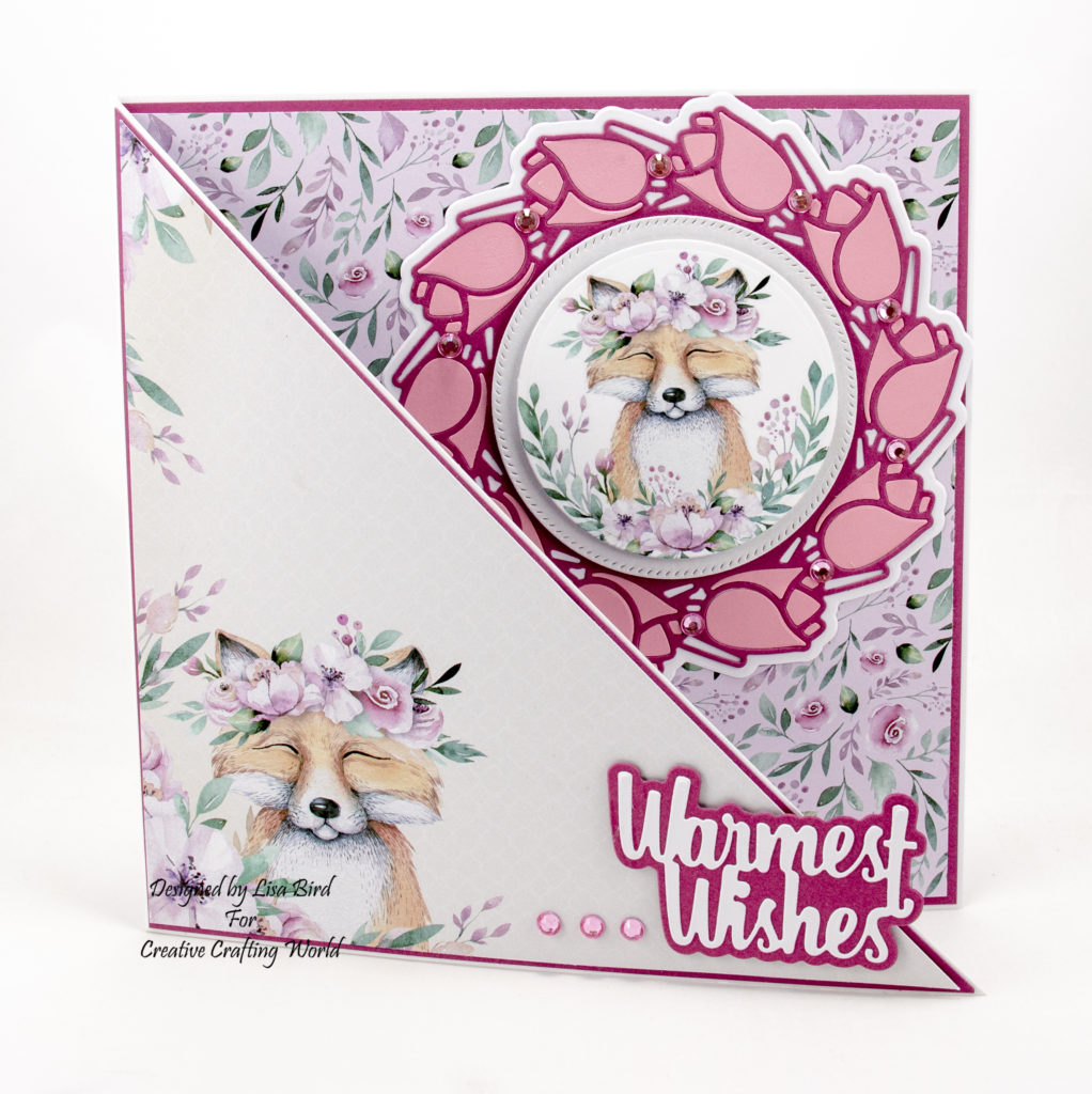 This handmade card has been created using ‘The Magical Forest’ paper collection from Creative Crafting World.