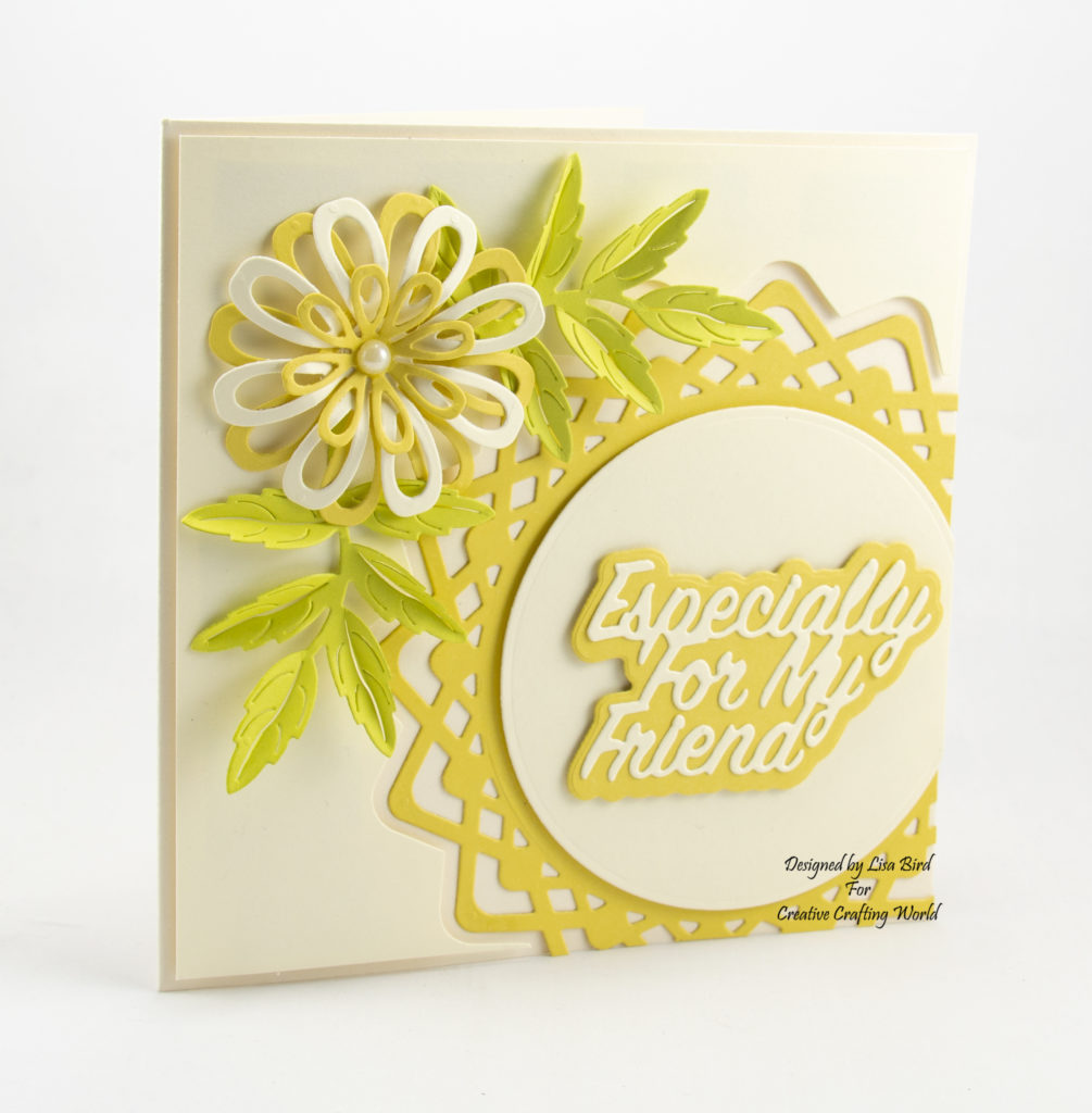 This handmade card has been created using a new die collection called ‘Lovely Lattice’.  This is a new range from The Paper Boutique from Creative Crafting World.