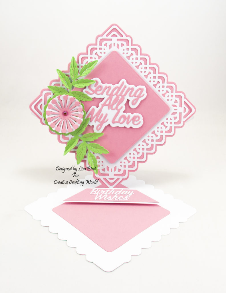 This handmade card has been created using a new die collection called ‘Lovely Lattice'.  This is a new range from The Paper Boutique from Creative Crafting World.