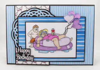 Happy Birthday card using Paddling Pool Peggy digi stamp