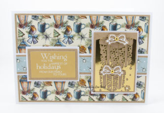 An A5 card using A Traditional Christmas paper collection from creative crafting world