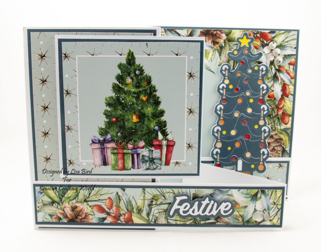 Handmade card using A Traditional Christmas paper collection and tree die