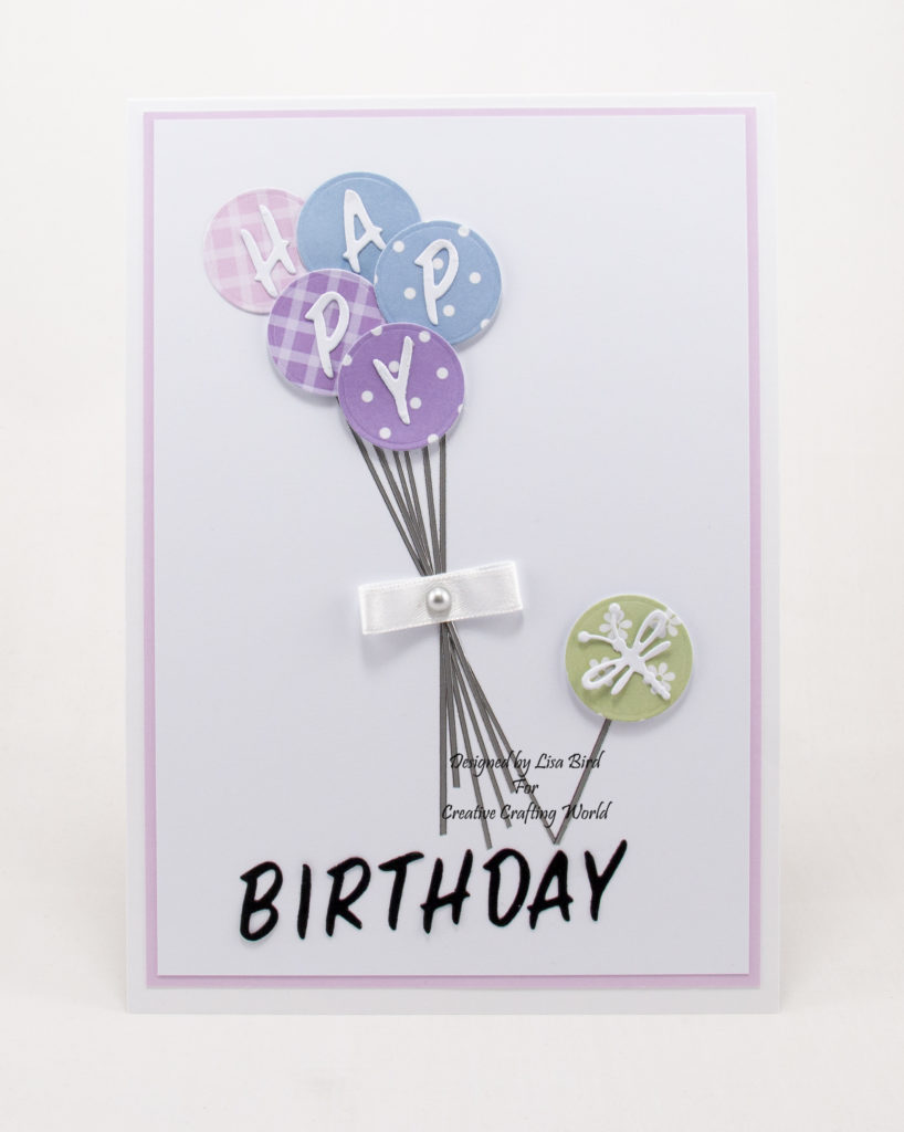 Handmade happy birthday card with balloons