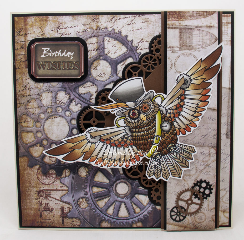 For my card I have used a digi image from The Art And Creations Of Lauren C Waterworth called Steampunk Owl