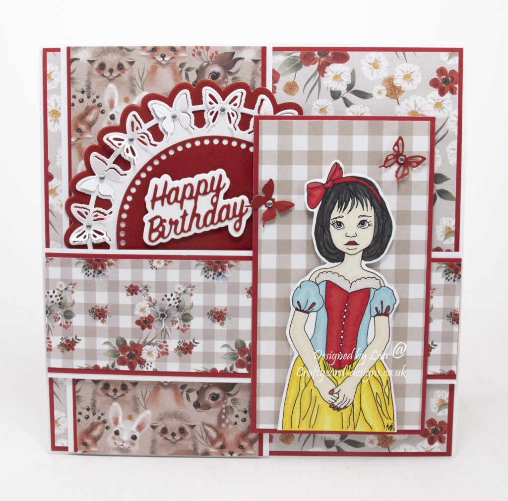 Handmade card using a digi image from Ike’s Art called Snow White