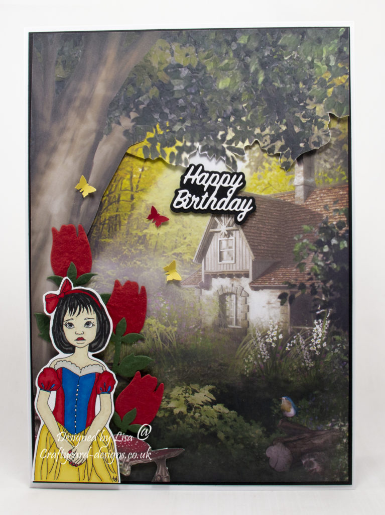 Handmade card using a digi image from Ike’s Art called Snow White