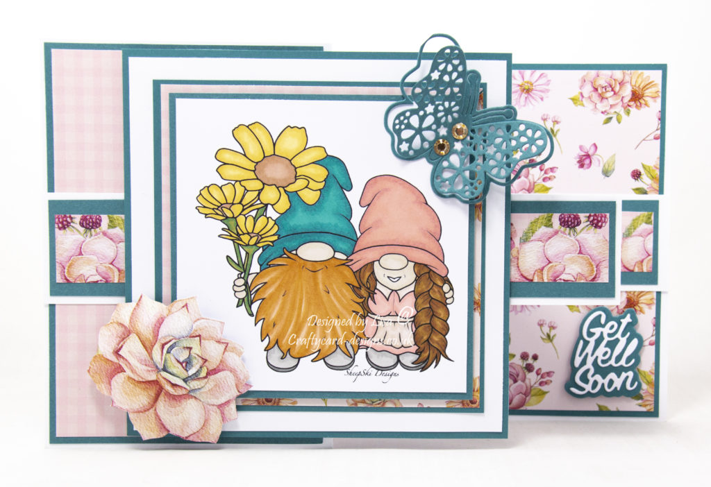 Handmade card using image from SheepSkiDesigns called Giant Daises