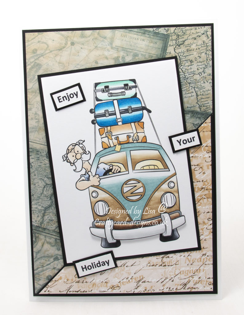 Handmade card using  a digi image from Dr. Digis House Of Stamps called Summer Holiday.