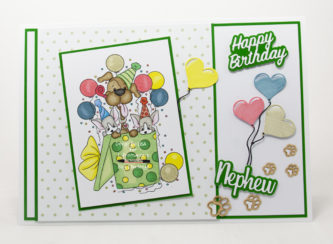 Handmade cards using a digi image from Digi Doodles Studios called Party Pups