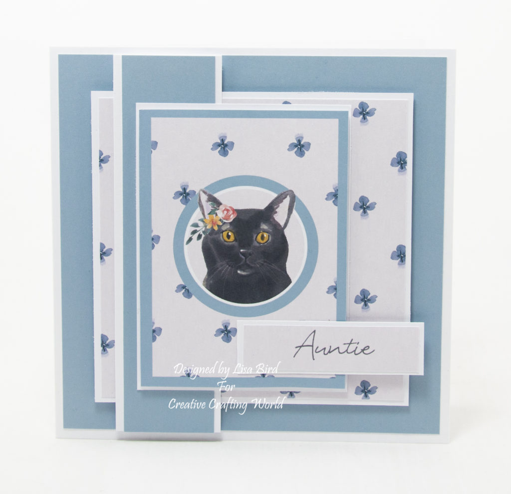 handmade card has been created using a Paper Boutique paper collection from Creative Crafting World called It’s A Cats Life.