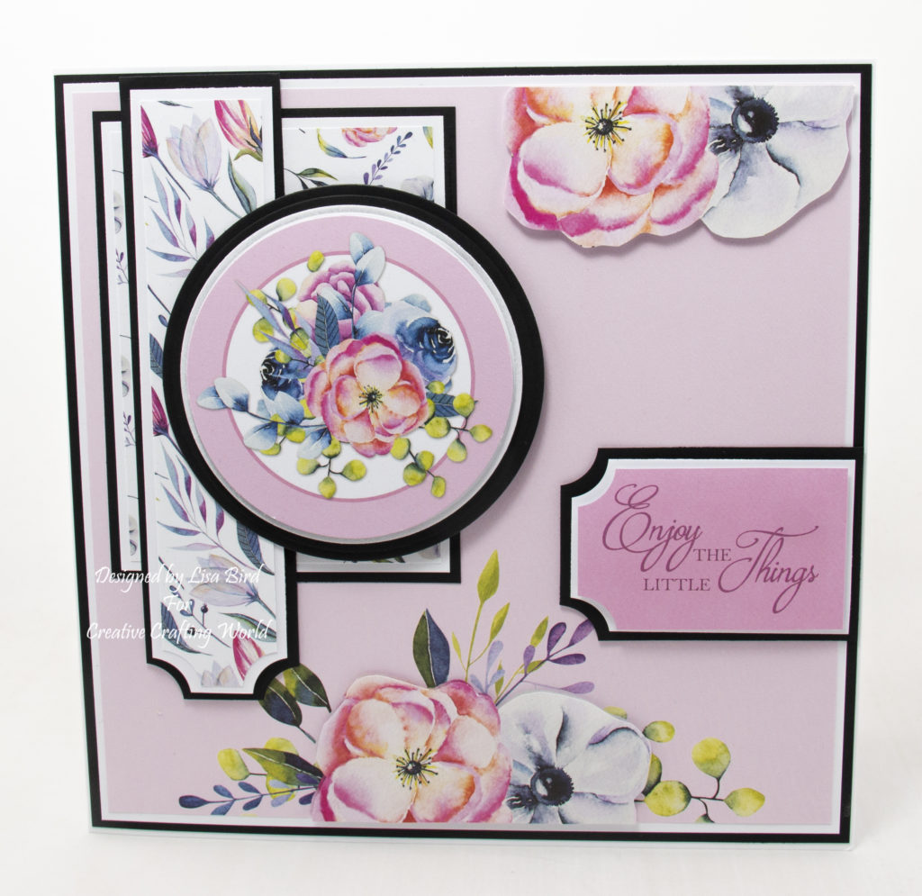 handmade card has been created using a Paper Boutique paper collection from Creative Crafting World called Floral Daze.