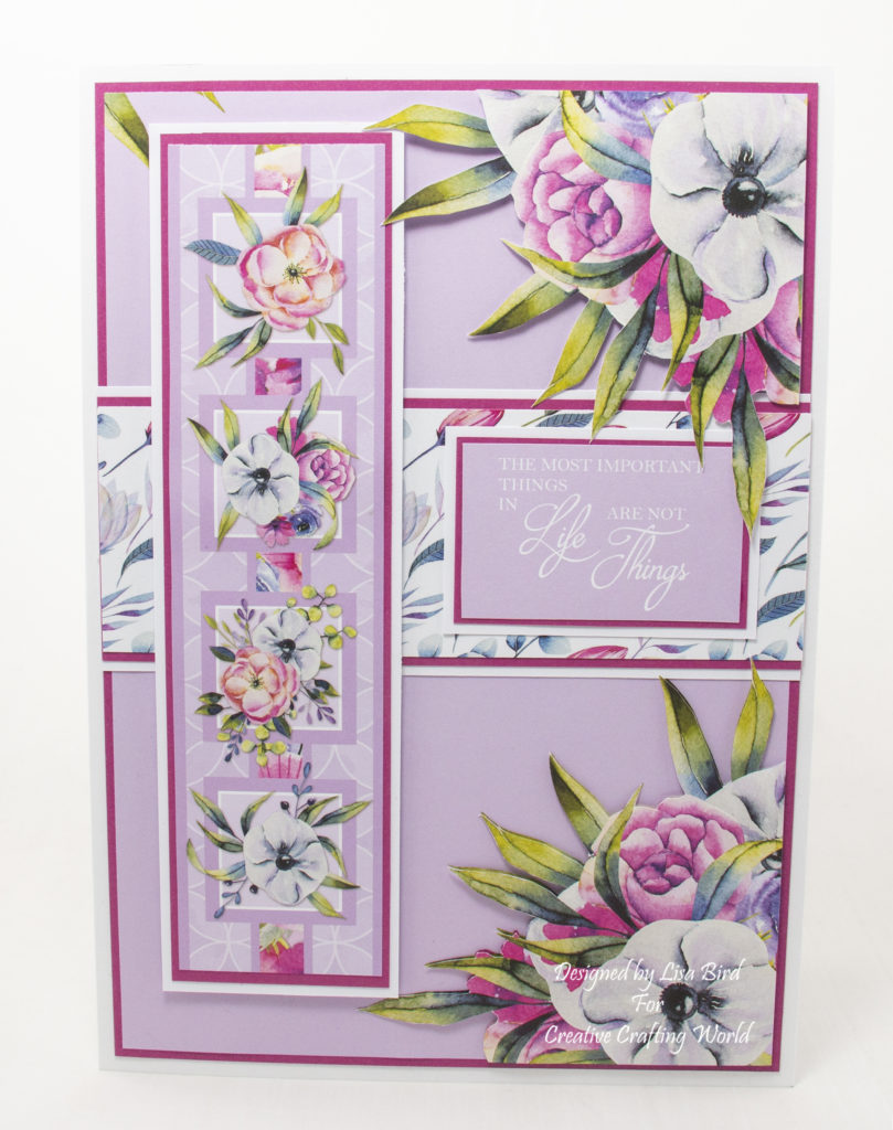 Today’s handmade card has been created using a Paper Boutique paper collection from Creative Crafting World called Floral Daze.
