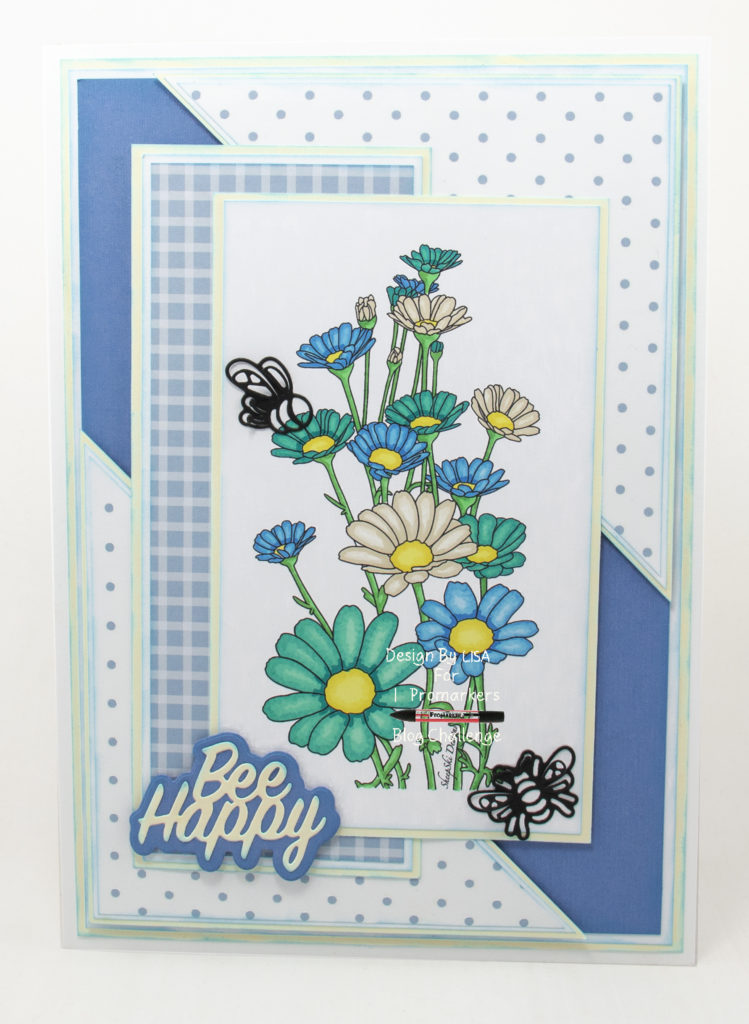 Handmade card using digi image from SheepSki Designs called Daisy Panel.