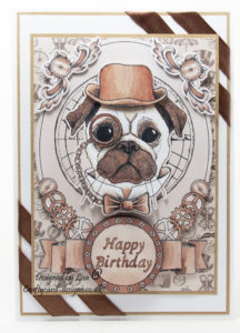 handmade card has been created using a design from Craftsuprint called Steampunk Pug