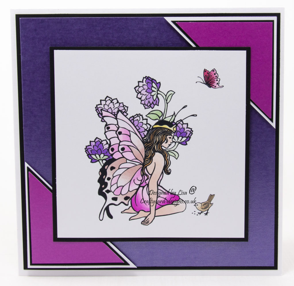 Handmade card using a  digi image design from Craftsuprint called Kneeling Fairy 