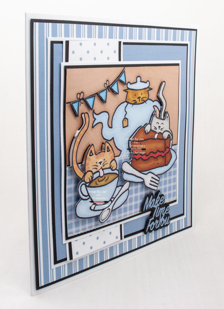 Handmade card using a digi image from Eekers - Knitty Kitty called Kit T and Cake