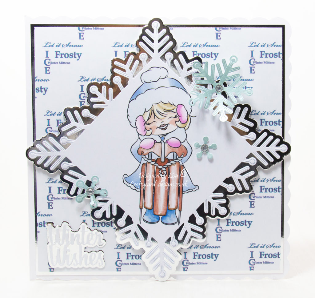 Handmade card using a digi stamp from Digi Doodle Studios called Bianca Snow