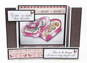 Handmade card using a digi image from Fred She Said called Valentine's Day - Better Than Chocolate.