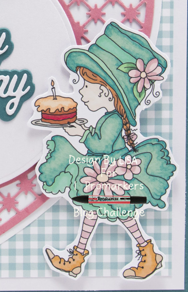Handmade card using a digi image from HettyClare called Celebration Cake.