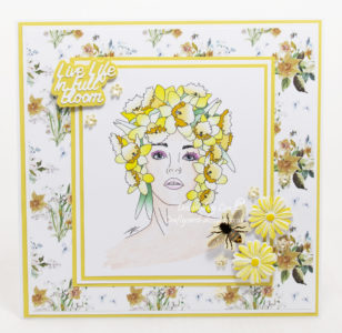 Handmade card using a digital stamp from Ike's Art called Daffodil Fairy.