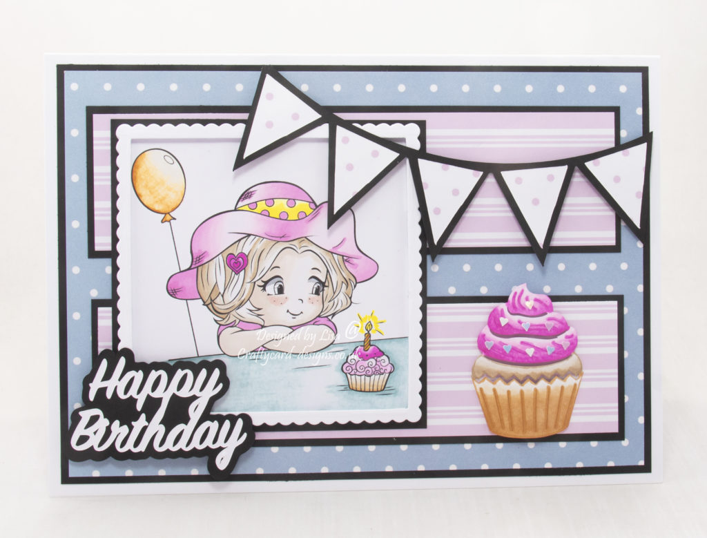 Handmade card using a digital images called Cupcake Birthday