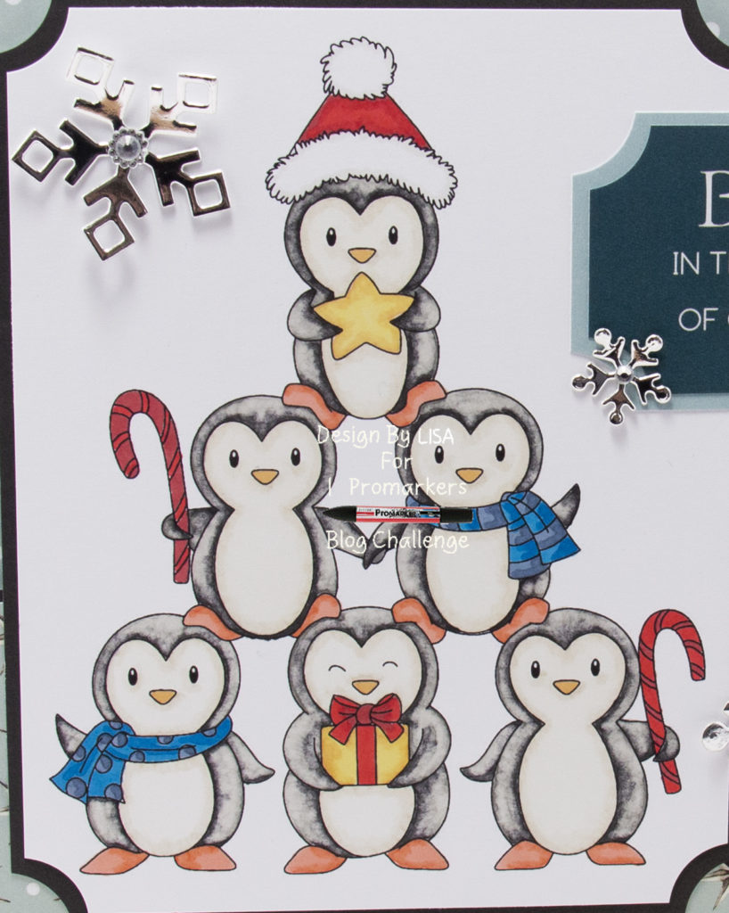 Handmade card using a digital image called Penguin Tree