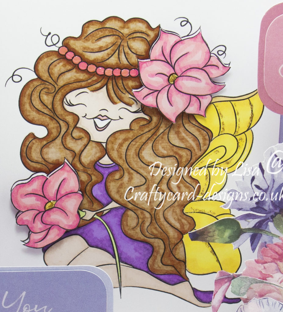 Handmade card using digital image from Digi Doodles Studios called Tiana Fairy.