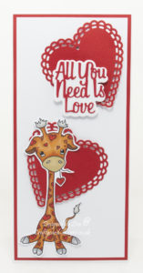 Handmade card using a digital images called Kawaii Valentine Giraffe.