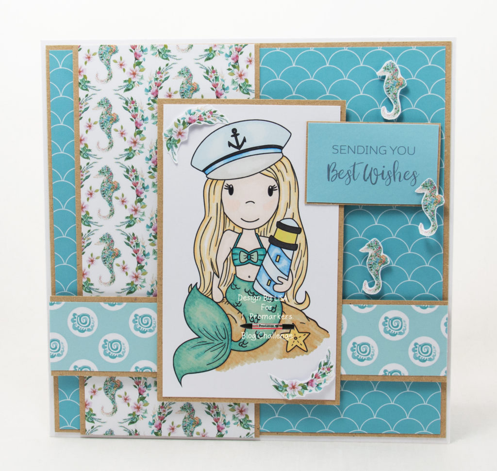 Handmade card using a digital image called Nautical Mermaid Avery from the Paper Nest Dolls