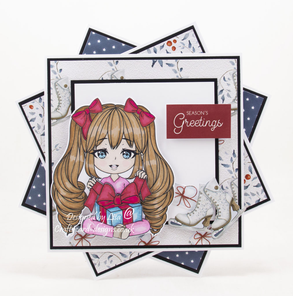 Handmade card using digital image from Stamper's Delight called Chibi Open Gift