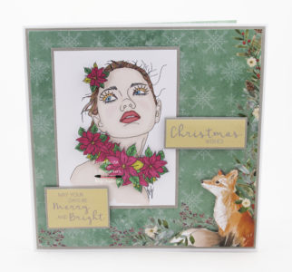 Handmade card using a digital image from Ike's Art called poinsettia Fairy