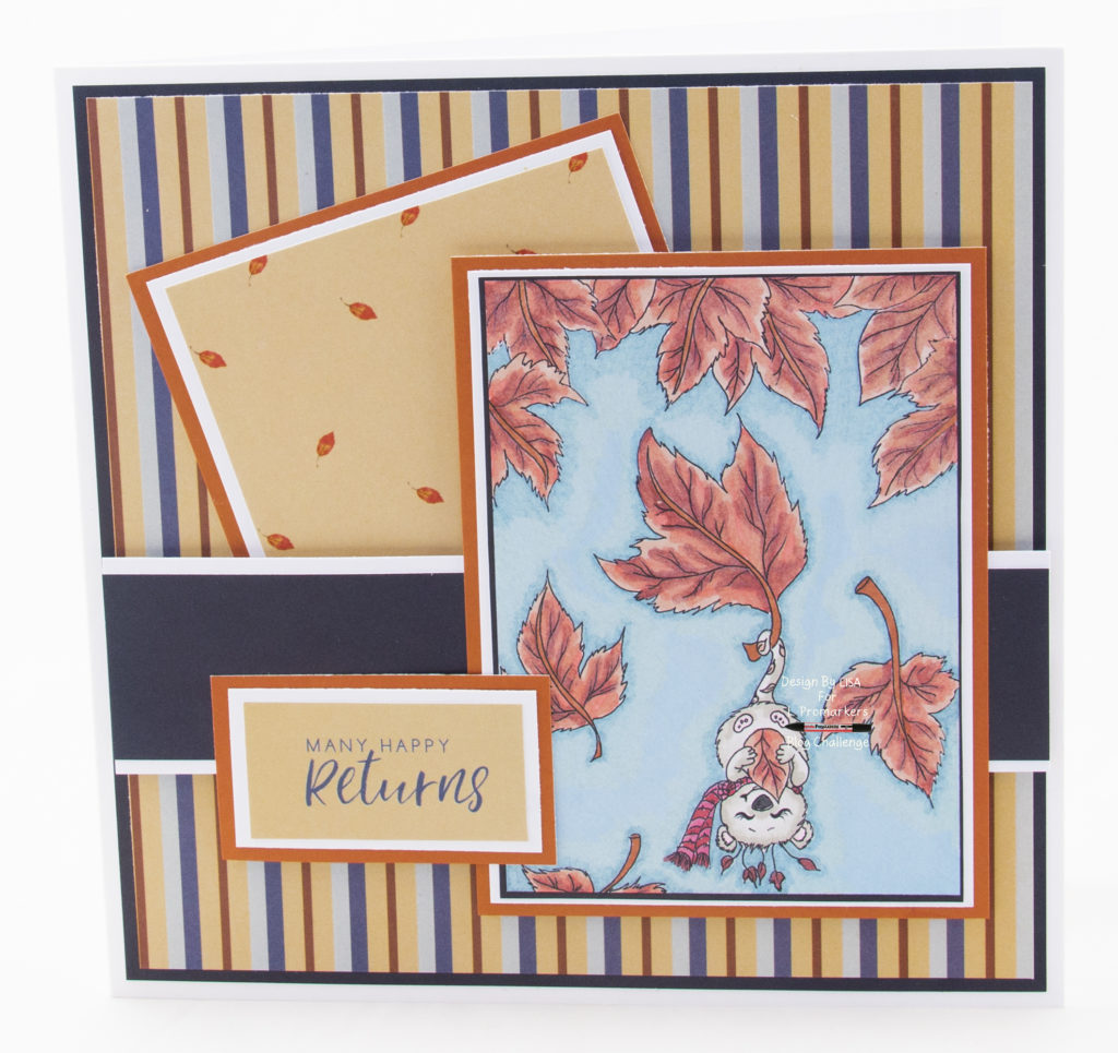 Handmade card using a digital image from Colour Of Love called Autumn Leaf Possum.