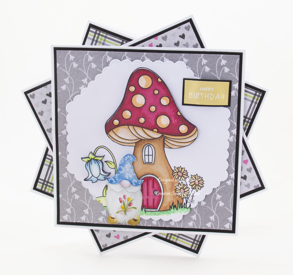 Handmade card using a digital image from Mirtillamente Craft Shop called Fairy Tale Mushroom House