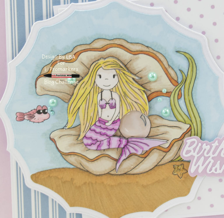 Mermaid Ellie In Clam Shell - Birthday Wishes - Crafty Card Designs