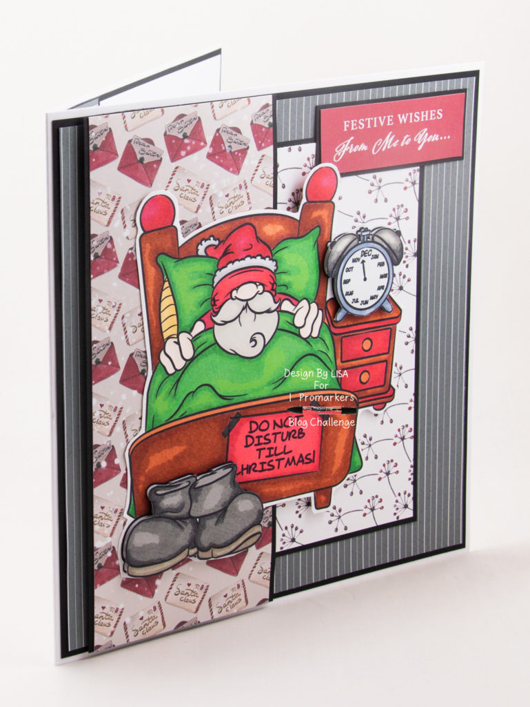 Handmade card using digital image from Dr. Digi's House Of Stamps called Snoozing Santa