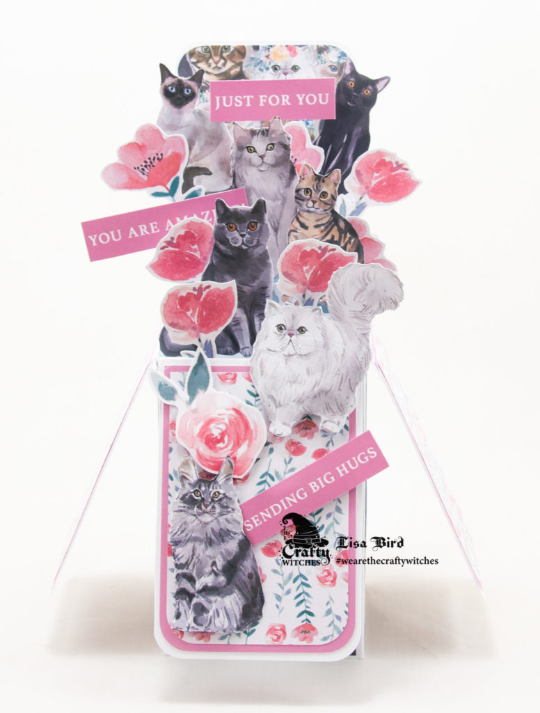 Handmade card using a digital download paper collection from The Crafty Witches called Feline Fine