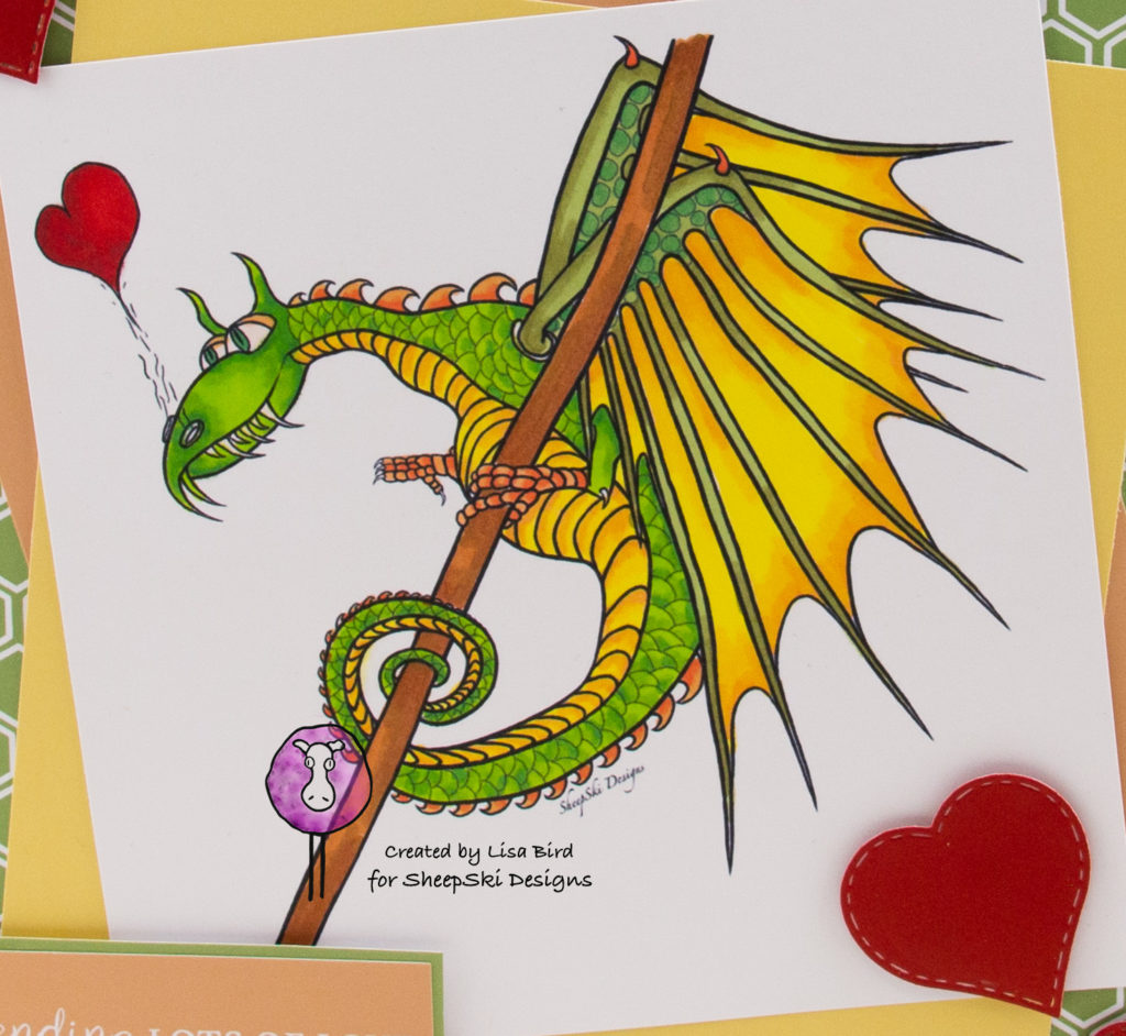 Handmade card using a digital image from SheepSki designs called Seraphina's Heart