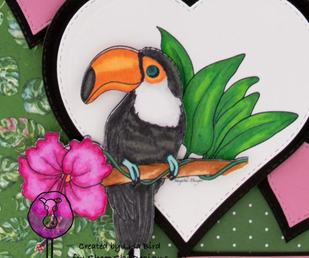 Handmade card using a digital image from SheepSki designs called Tropical