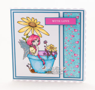 Handmade card using a digital image from Ching-Chou Kuik called Garden Daisy Fairy