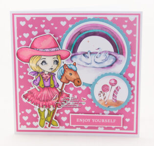 Handmade card using a digital image from Ching-Chou Kuik called Cowgirl Dollie