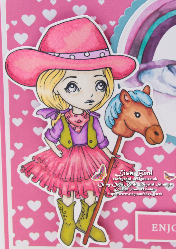 Handmade card using a digital image from Ching-Chou Kuik called Cowgirl Dollie