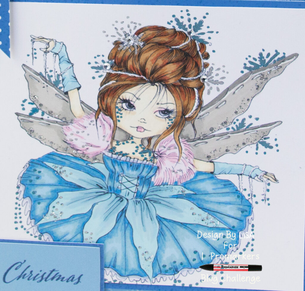 Handmade card using a digital image from Heather Valentin's Art World called Snowflake Fairy Ballerina