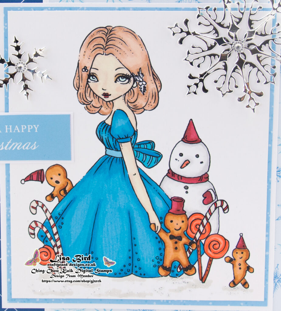 Handmade card using a digital image from Ching-Chou Kuik called Gingerbread Man Parade