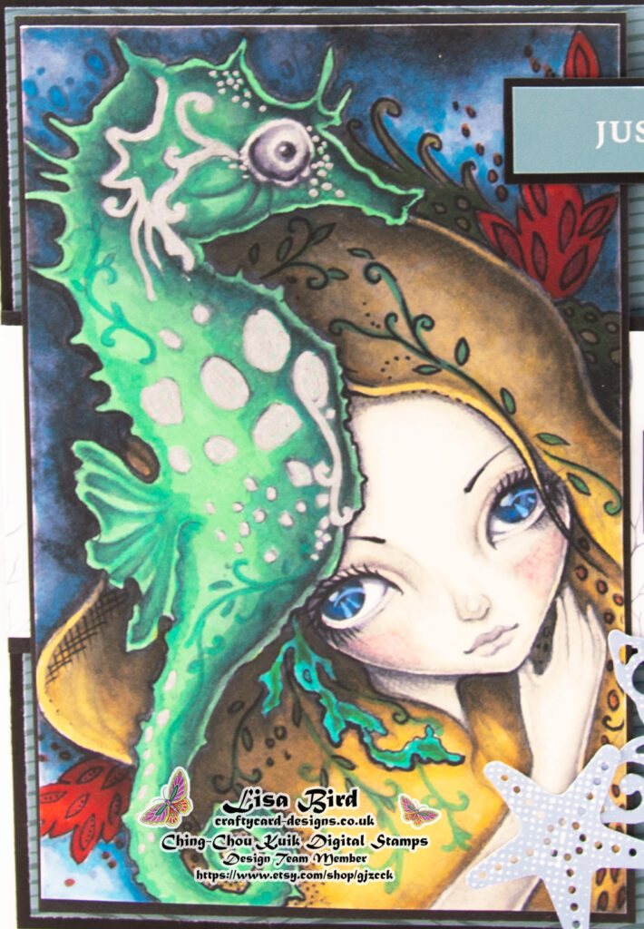 Handmade card using a digital image from Ching-Chou Kuik called Seahorse Illusion