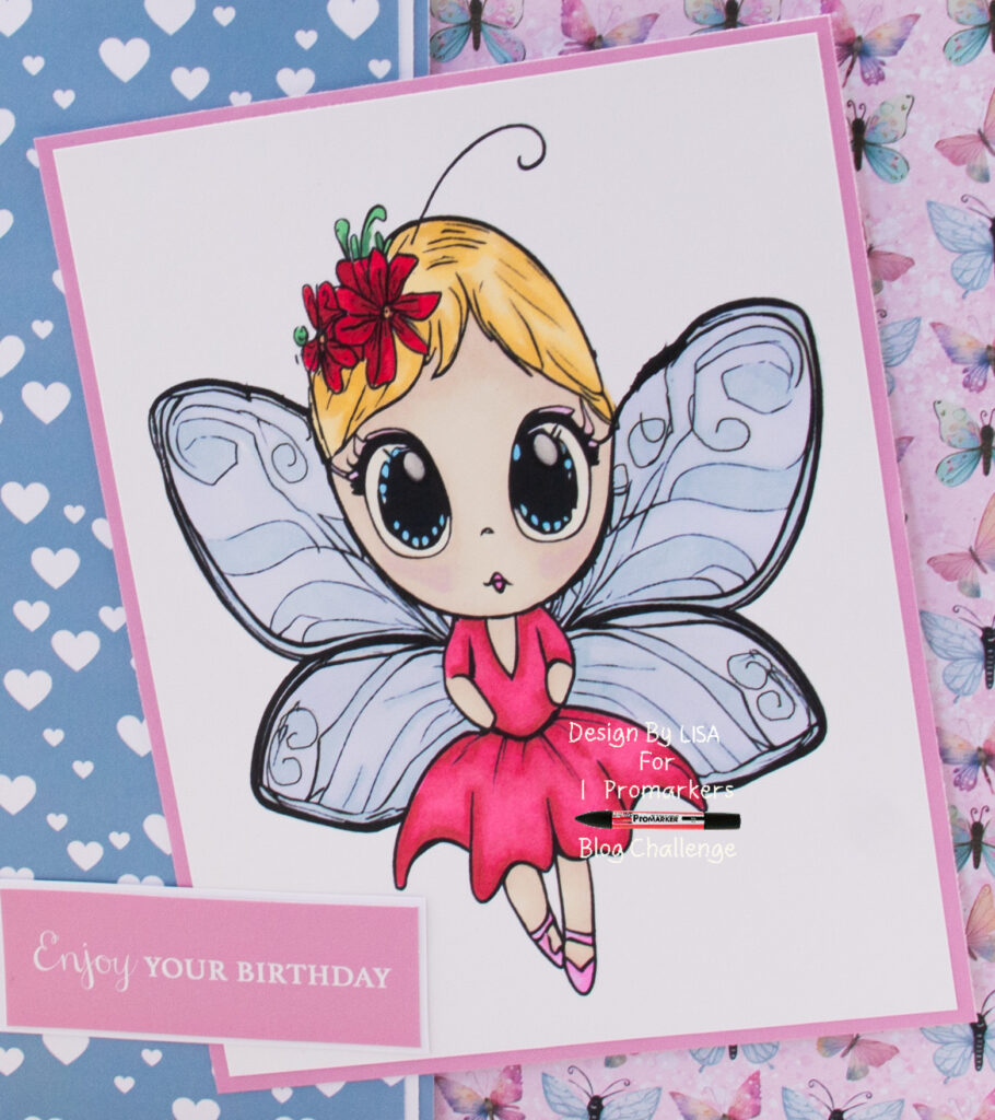Handmade card using a digital image from CFL Designs called Cute Fairy No 1