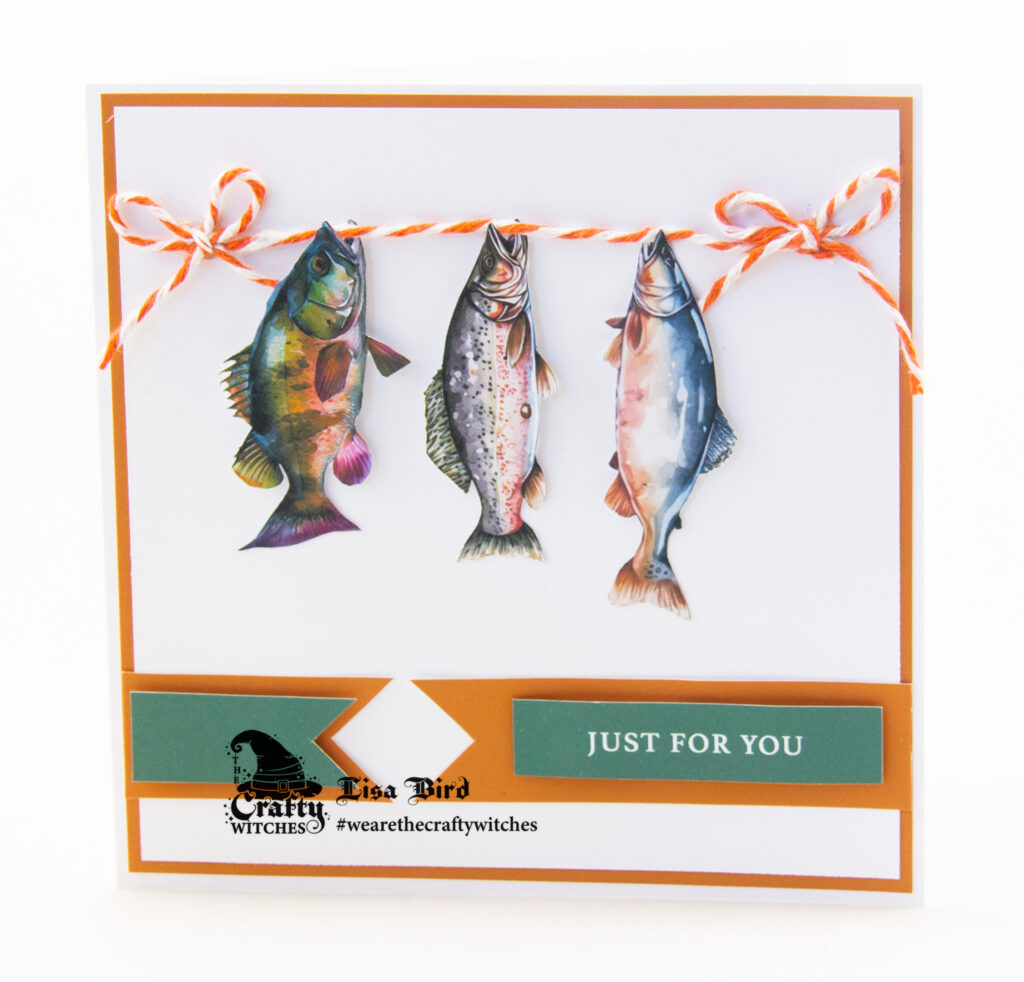 Handmade card using Gone Fishing collection from The Crafty Witches
